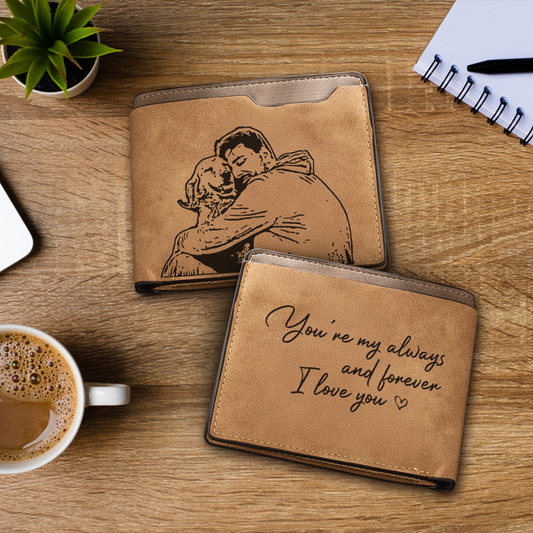Engraved Wallet with Custom Photo & Handwriting - Perfect Personalized Gift for Dad and Husbands - Father's Day Gift