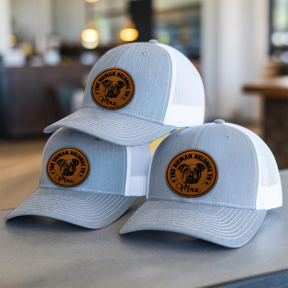 Custom Dog Photo Engraved Kids Hat Leather Patch, Kids Custom Hats, Custom Infant Toddler Kids Youth Trucker Hat TNNK01