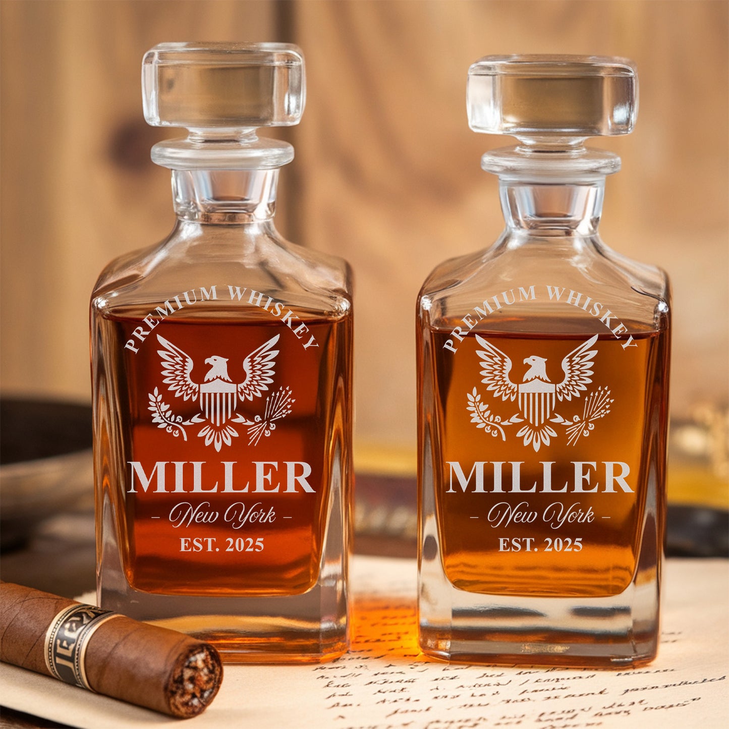 Personalized Father's Day State Whiskey Decanter Set, Patriotic Gift, Gift For Veteran TND082
