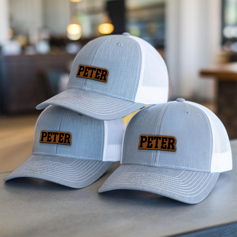 Personalized Leather Patch Trucker Hat for Kids, Kids Custom Hats, Custom Infant Toddler Kids Youth Trucker Hat TNNK05