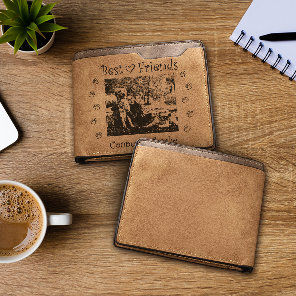 Custom Photo Dog Lover Gifts Wallet, Personalized Pet Photo Engraved Wallet, New Puppy Gift for Best Friend, Dog Gift for Birthday TNW029
