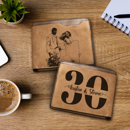 Custom Photo Engraved Wallet, Personalized Anniversary Gift, Gift For Couple TNW027