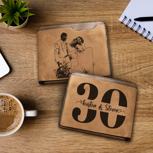 Custom Photo Engraved Wallet, Personalized Anniversary Gift, Gift For Couple TNW027