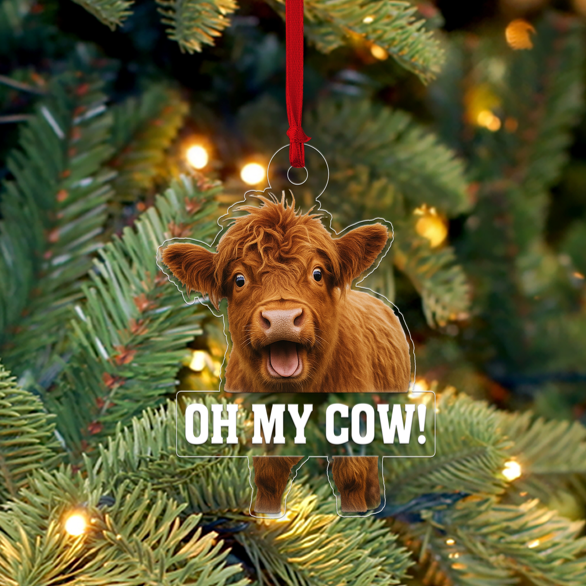 Personalized Funny Highland Cow Ornament, Funny Cattle Ornament, Highland Cow Lovers Gift, Funny Cow Christmas Ornament, Farmhouse Decor