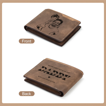 Custom Photo First Fathers Day Engraved Wallet, Gift For New Dad, Gift For Husband, Personalized Wallet TNW026
