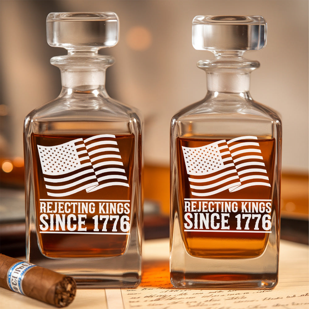 Rejecting Kings 1776 Whiskey Glass – Patriotic Decanter Gift Set for Men, Dad, Friends THUC99DI04