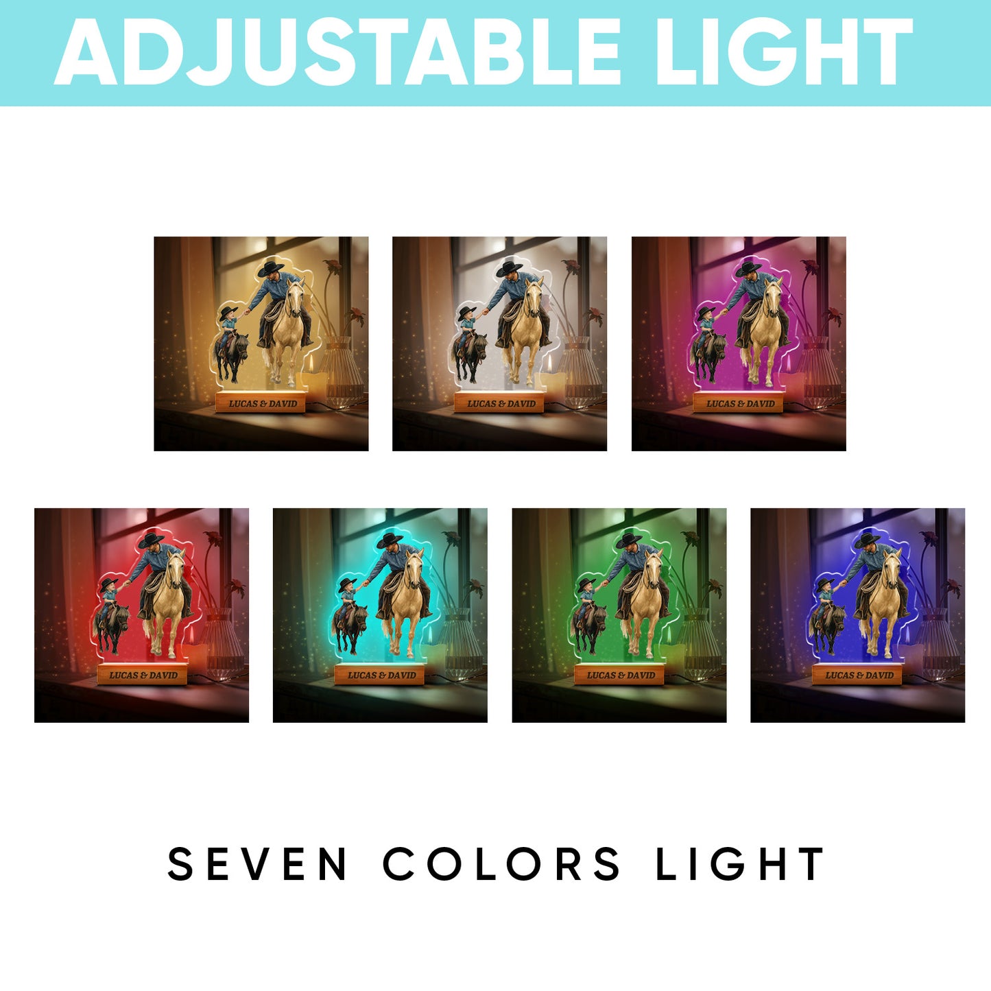 Custom Horse Portrait Night Light, Personalized Pet Lovers Gifts, Personalized Pet Memorial LED Night Light
