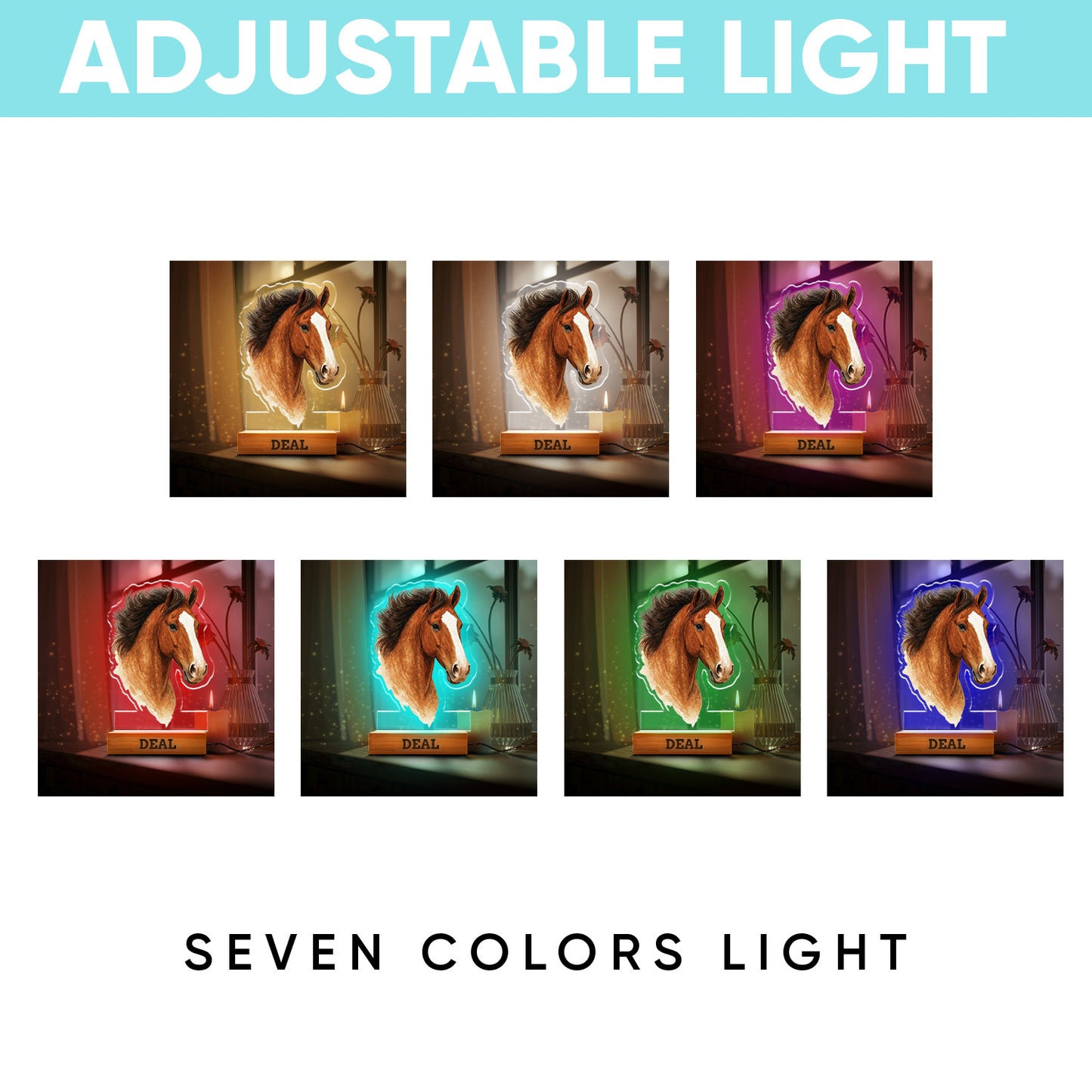 Custom Horse Portrait Night Light, Personalized Pet Lovers Gifts, Personalized Pet Memorial LED Night Light