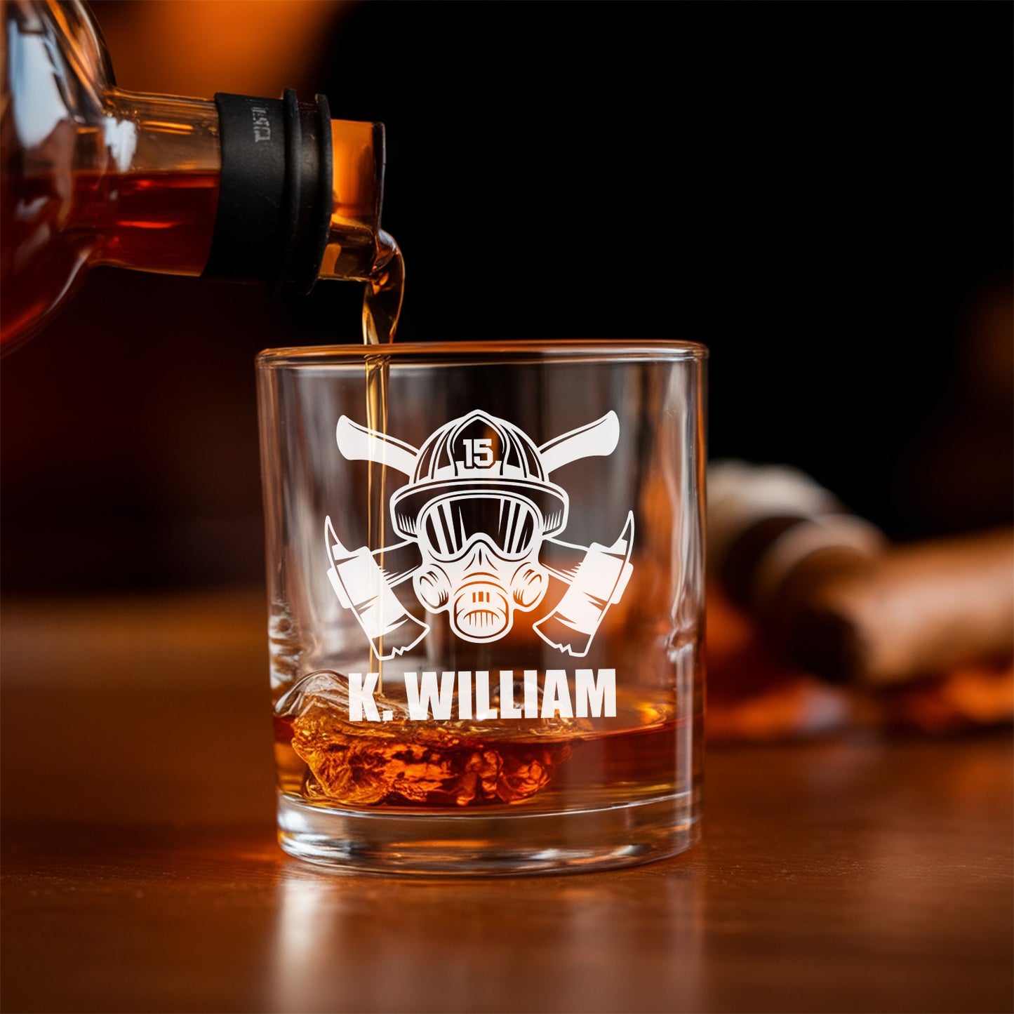 Personalized Fire Dept Save Lives Decanter Set With Glasses, Fireman Gift, Custom Firefighter Gifts TND085