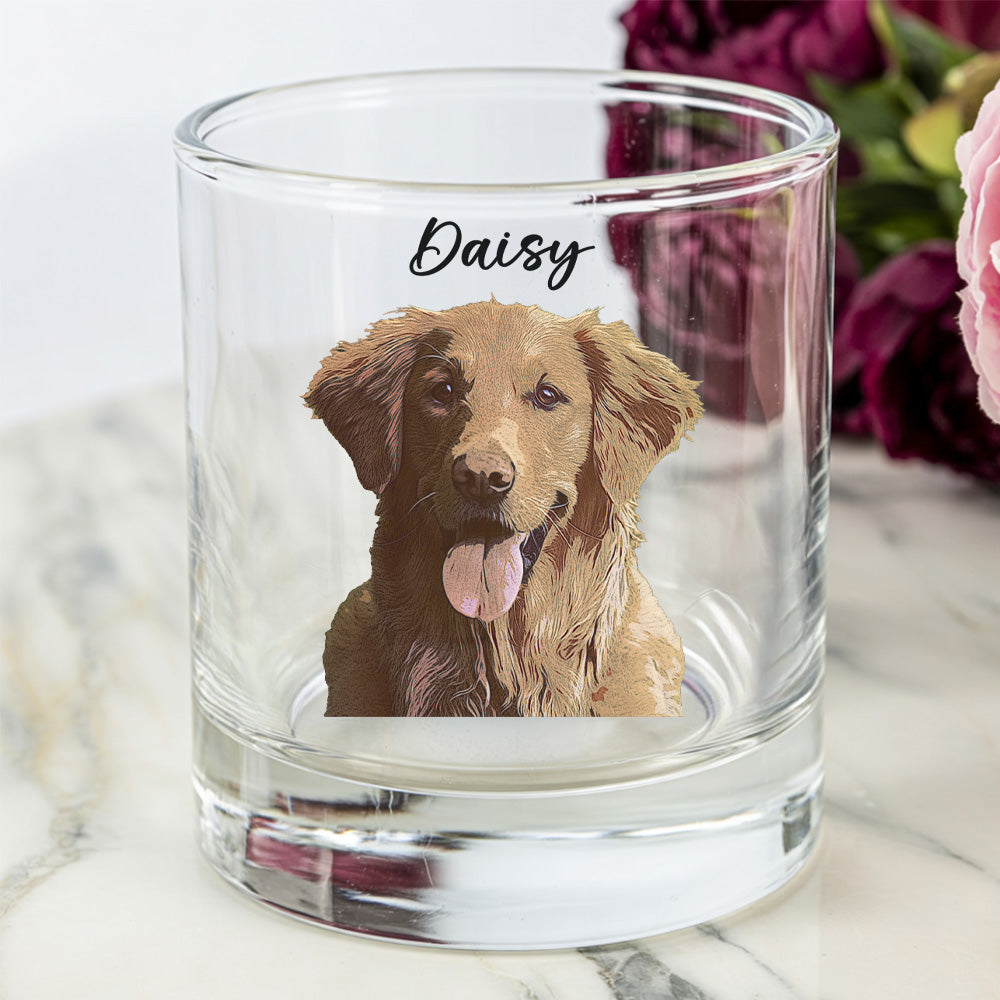 Custom Photo Dog Printed Whiskey Glass 11oz - Personalized Dog Cat Owner Gift THUC99WI01