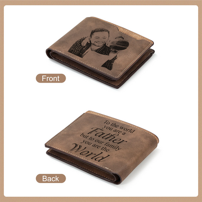 Custom Photo You Are The World Men's Wallet, Personalized Photo Leather Wallet , Gift for Dad Husband Groomsman Anniversary