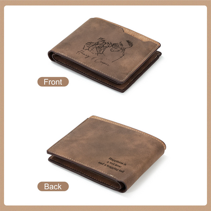 TNW007 Custom Pet Photo Wallet for Dog Dad, Leather Wallet with Name or Paw Print, Gift for Pet Lover, Pet Memorial or Father's Day