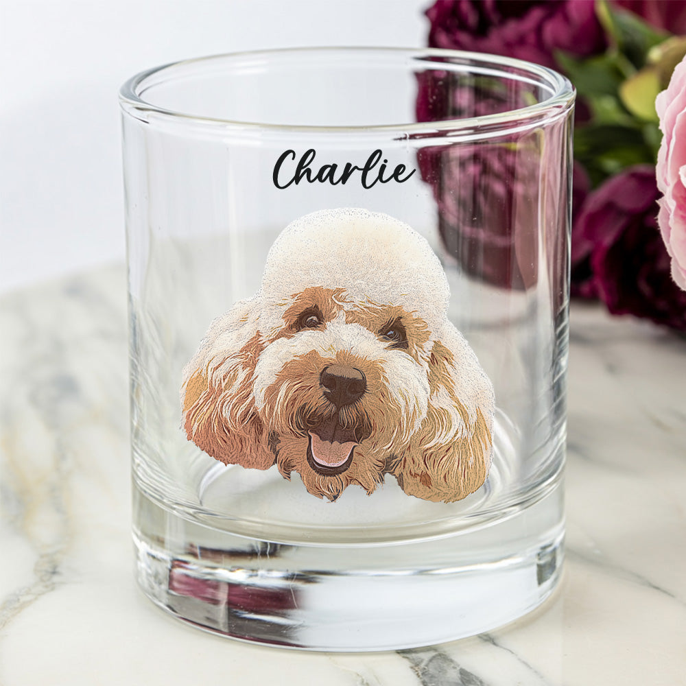 Custom Dog Photo Whiskey Glass 11oz – Personalized Gift for Dog & Cat Owners THUC99WI03