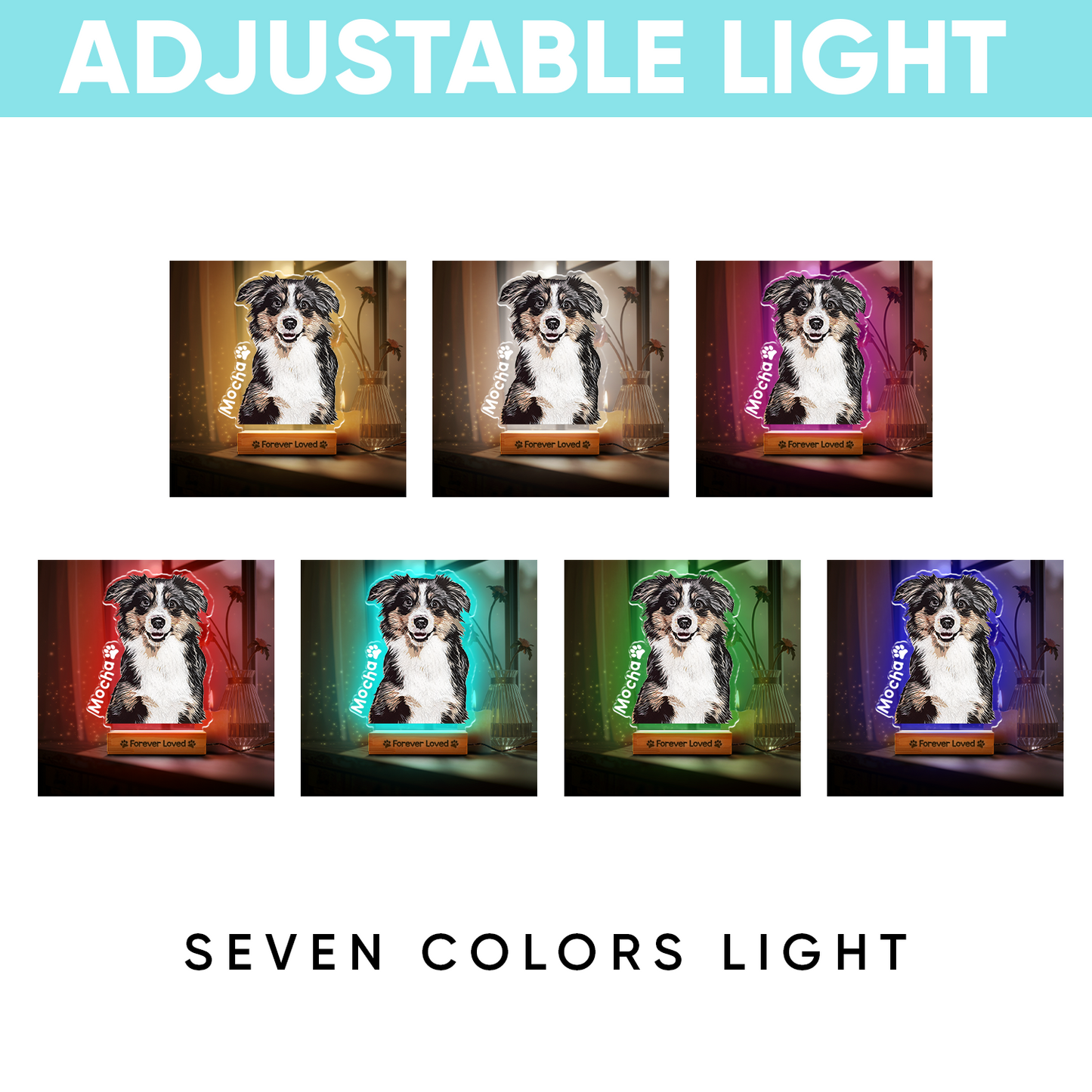 Custom Dog Portrait Night Light, Personalized Pet Lovers Gifts, Personalized Pet Memorial LED Night Light