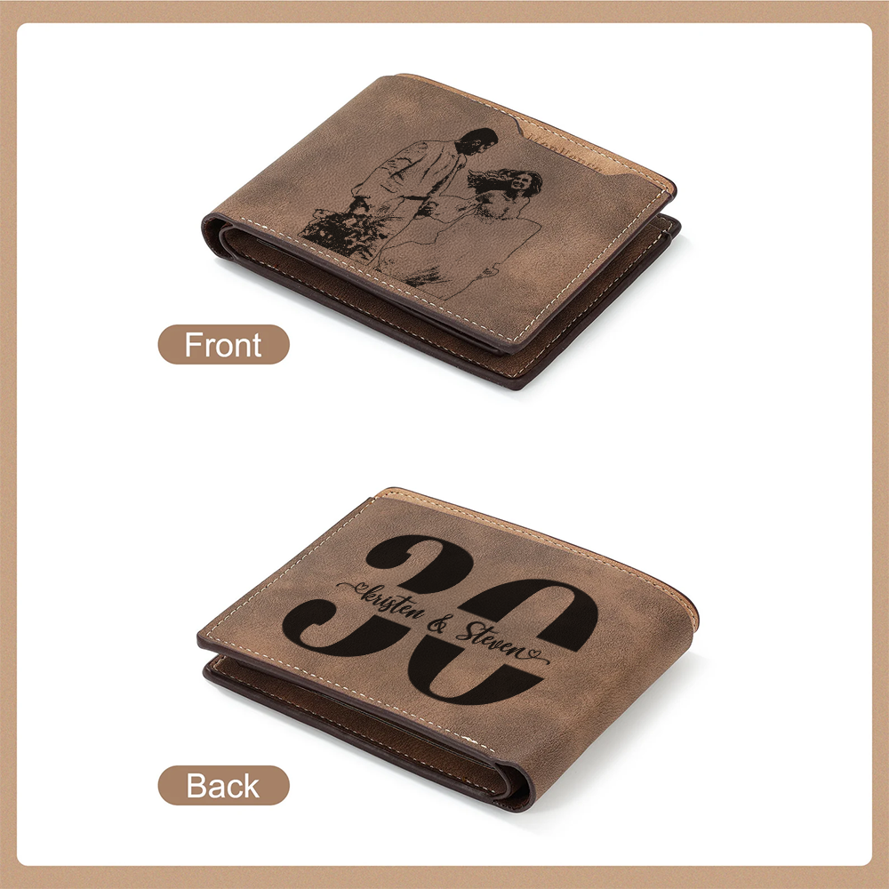 Custom Photo Engraved Wallet, Personalized Anniversary Gift, Gift For Couple TNW027