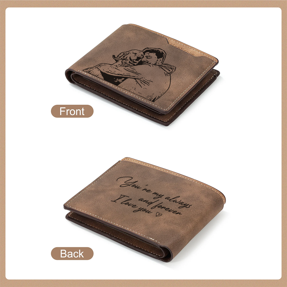 Engraved Wallet with Custom Photo & Handwriting - Perfect Personalized Gift for Dad and Husbands - Father's Day Gift