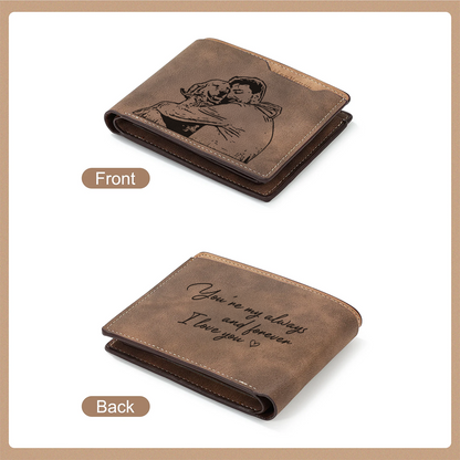 Engraved Wallet with Custom Photo & Handwriting - Perfect Personalized Gift for Dad and Husbands - Father's Day Gift