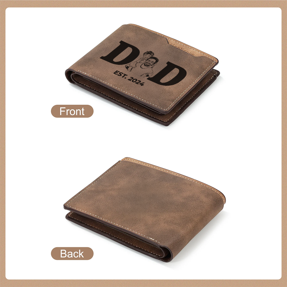 Custom Photo New Dad 2025 Engraved Wallet, Dad Est Gift, Gift For Dad, Wallet For Men