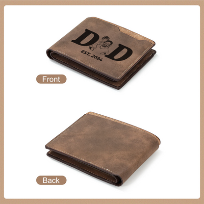 Custom Photo New Dad 2025 Engraved Wallet, Dad Est Gift, Gift For Dad, Wallet For Men
