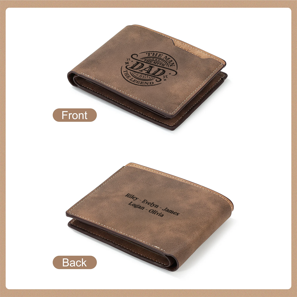 TNW011 Personalized The Man The Myth The Legends Engraved Leather Wallet for Dad, Fathers Day Gifts, Custom Dad Wallet, Fathers Day Gifts for Dad