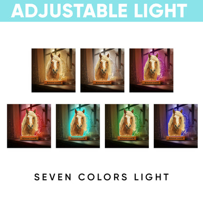 Custom Horse Portrait Night Light, Personalized Pet Lovers Gifts, Personalized Pet Memorial LED Night Light