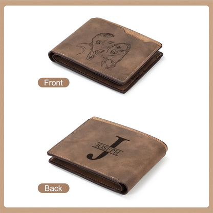 TNW009 Custom Photo Mens Wallet, Custom Engraved Leather Wallet, Picture Wallet For Dad Husband, Father's Day Gift for Him