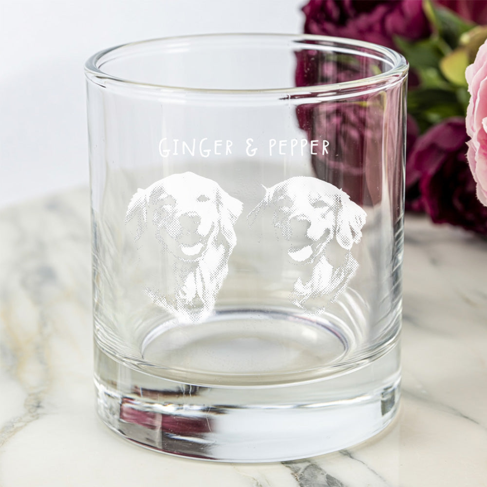 Custom Photo With Name Dog Whiskey Glass 11oz – Personalized Pet Friends Portrait – Gift for Dog Moms & Dads THUC99WP01