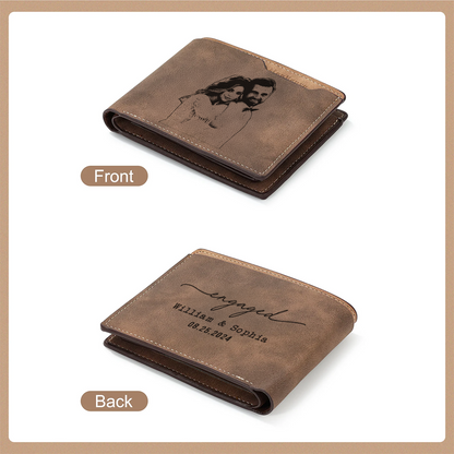 Custom Photo Engaged Married Couple Wallet, Gift For Husband, Men Wallet, Gift For Him, Anniversary Gift