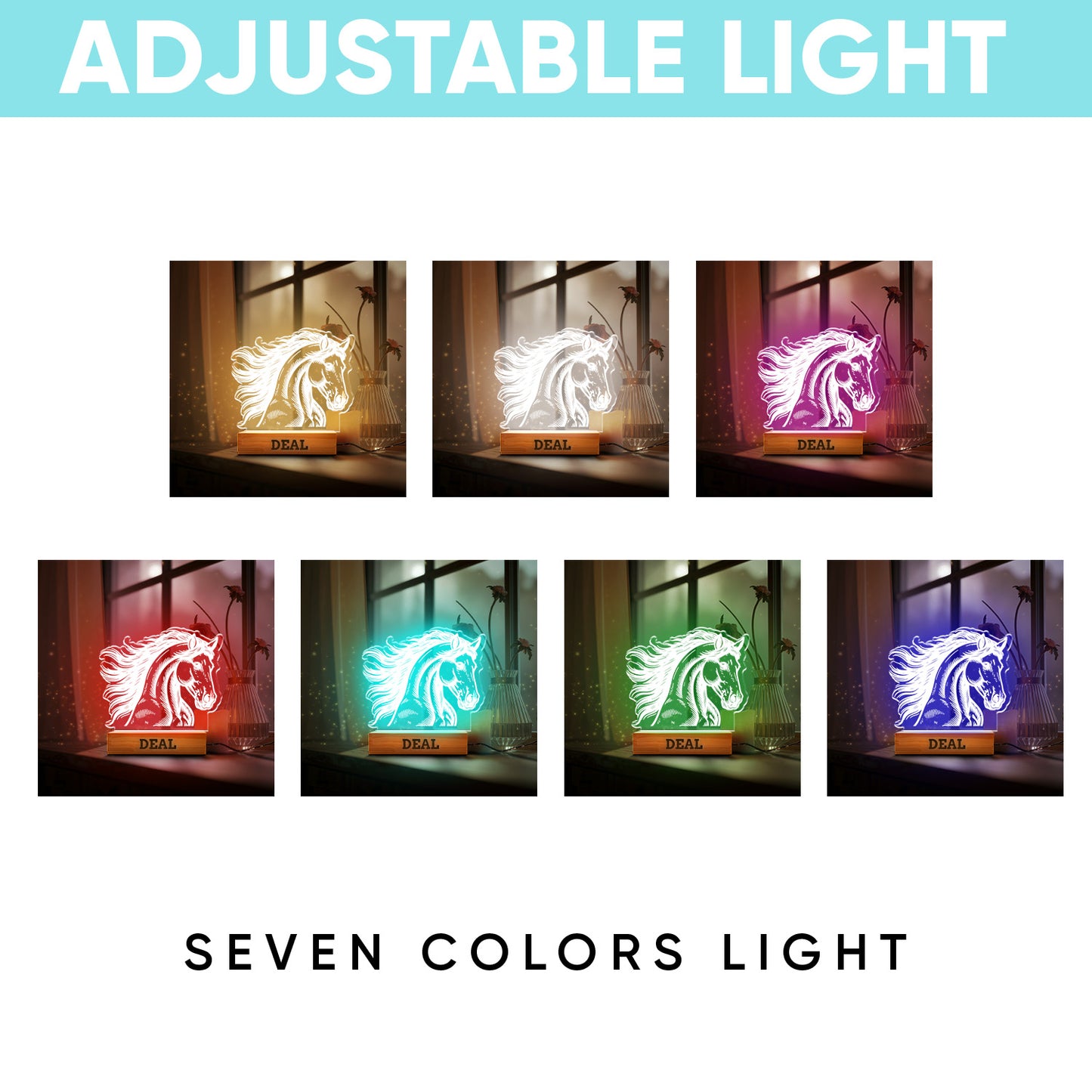 Custom Horse Portrait Night Light, Personalized Pet Lovers Gifts, Personalized Pet Memorial LED Night Light