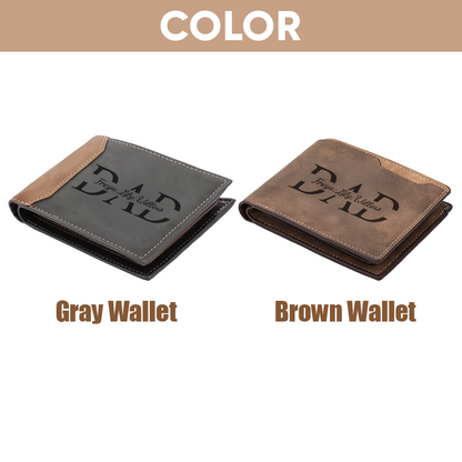 TNW003 Custom Leather Dad Wallet, Engraved Dad Wallet with Kids Names, Fathers Day Gift, New Dad Wallet, Personalized Papa Wallet Gift from Kids