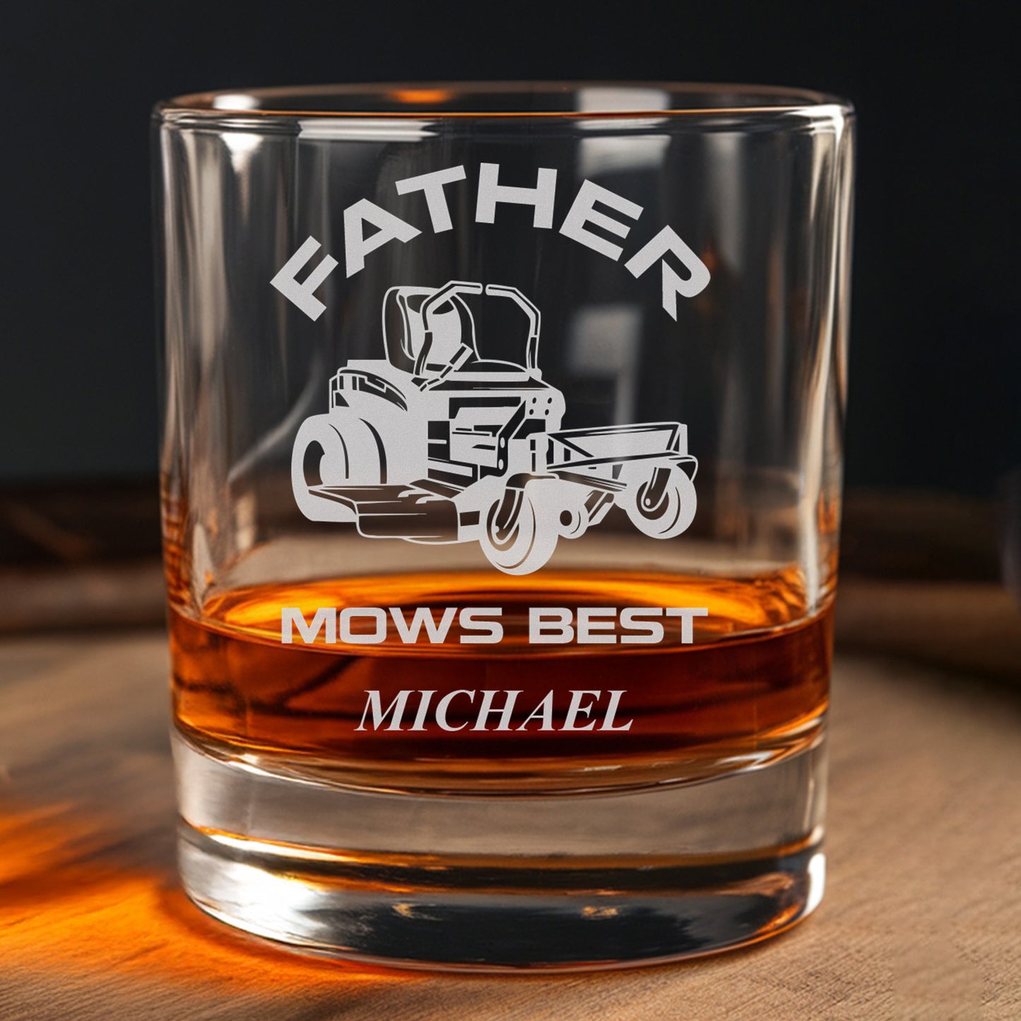 Personalized Father Mows Best Decanter Set With Whiskey Glass, Gift For Dad, Gift For Husband TND079