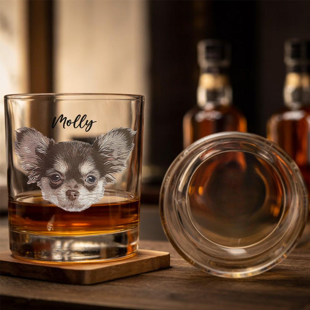Custom Dog Lover Whiskey Glass – 11oz Personalized Photo Gift for Pet Owners THUC99WI04