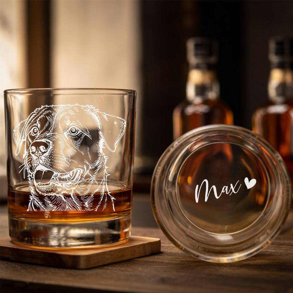 Personalized Dog Whiskey Glass 11oz – Custom Pet Photo & Name – Gift for Dog Owner THUC99WP06