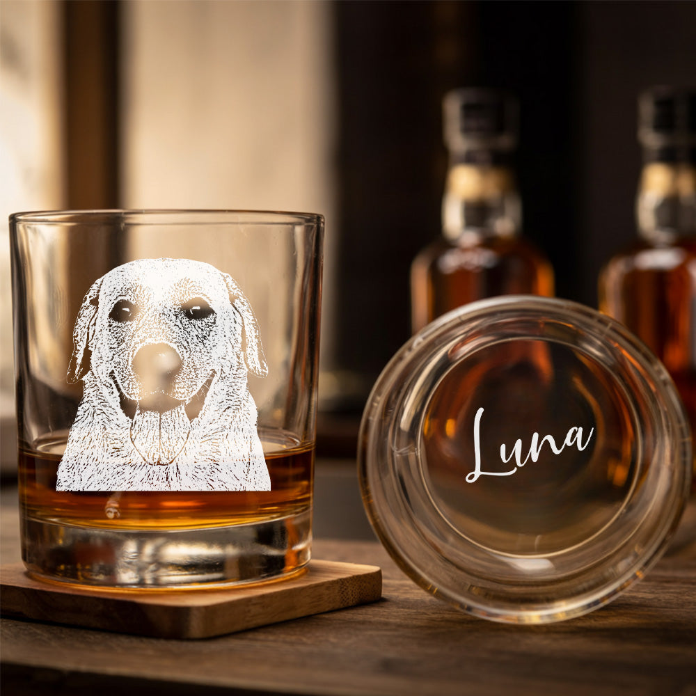 Custom Dog Pet Whiskey Glass 11oz – Personalized Dog Photo & Name – Gift for Dog Parents THUC99WP08