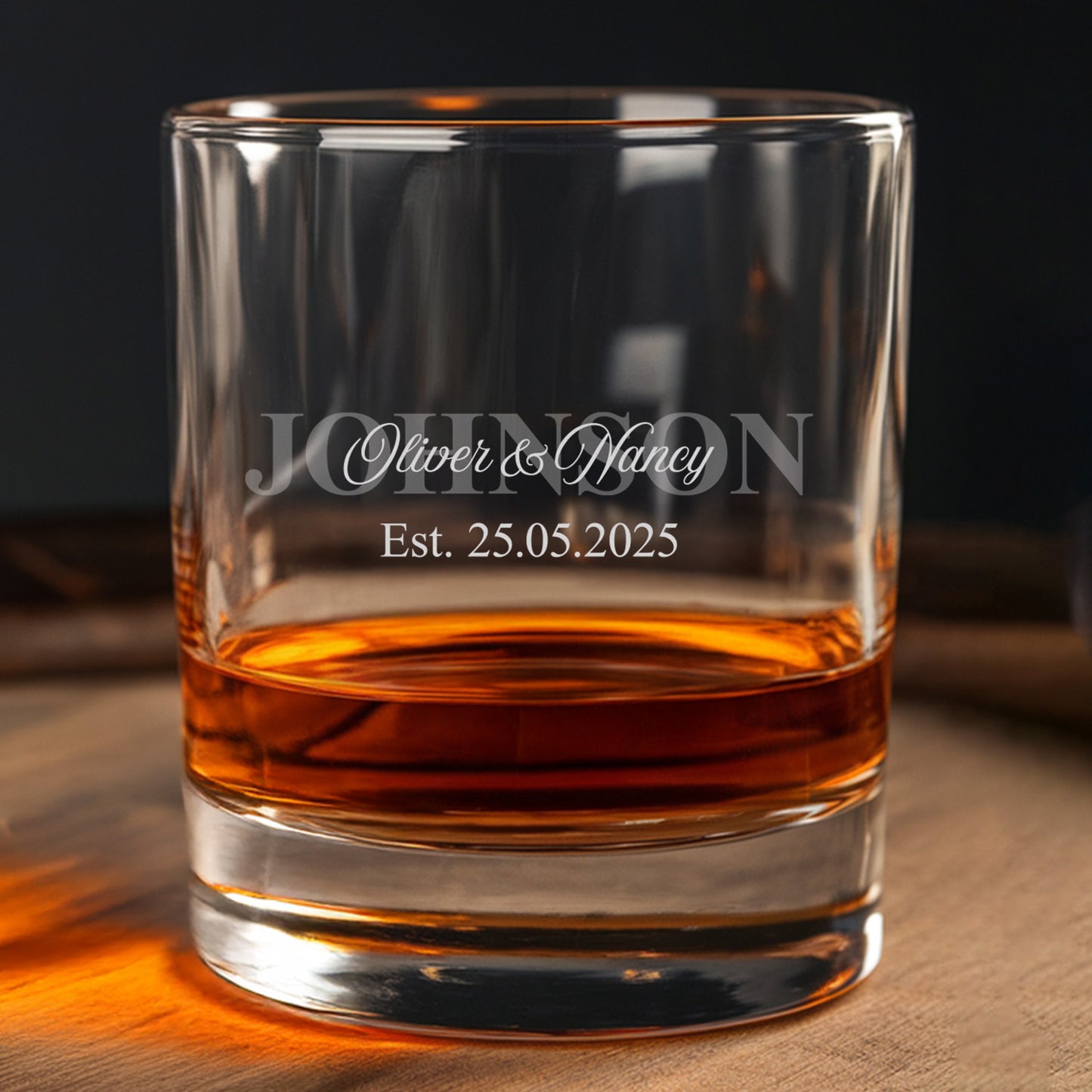 Personalized Last Name Sign with Names And Established Date Decanter With Whiskey Glass TND078