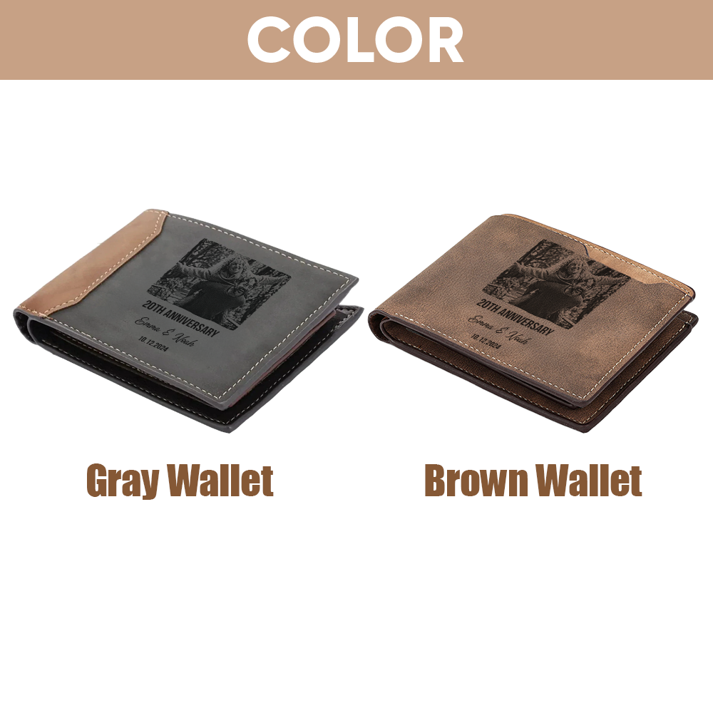 Personalized Wedding Anniversary Engraved Wallet Married Since Couples Gift Custom Photo Keepsake for Couples TNW024