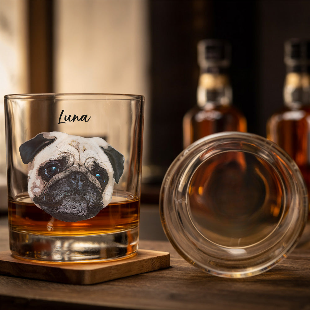 Custom Dog Lover Whiskey Glass – 11oz Personalized Photo Gift for Pet Owners THUC99WI05