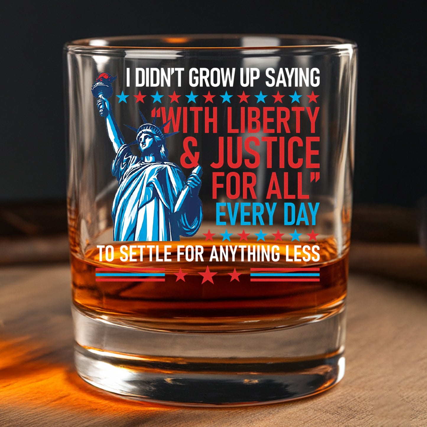 Patriotic Liberty and Justice For All Decanter Set With Whiskey Glasses, 4th of July Gift, Military Veteran Gift, Veteran Whiskey TND084