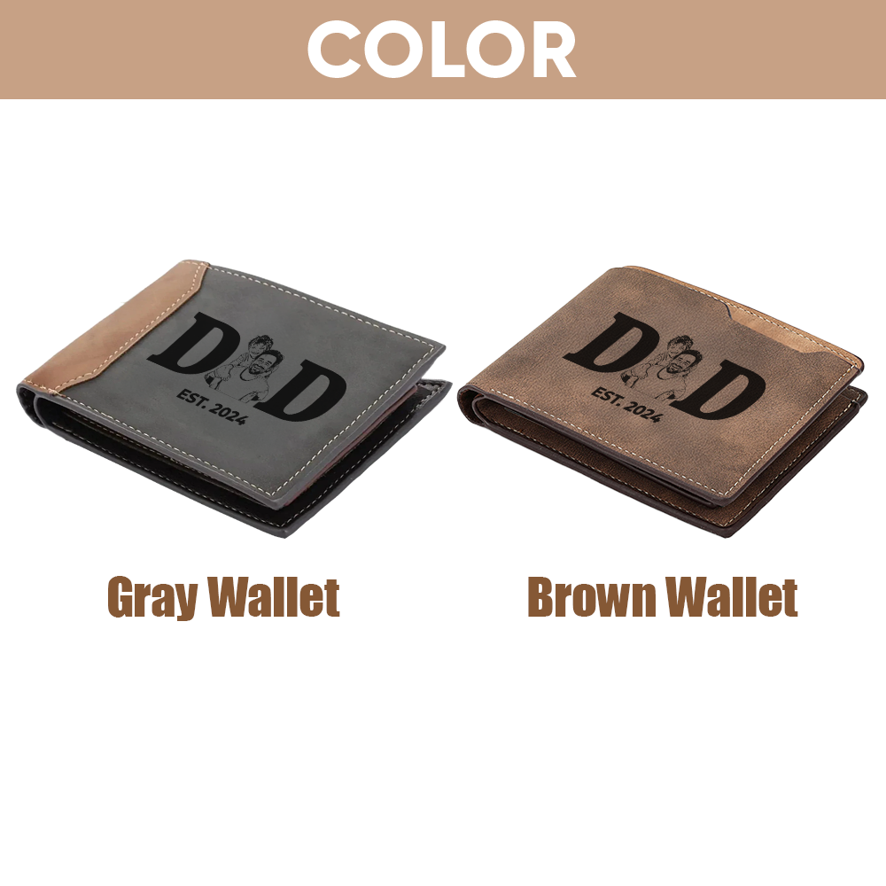 Custom Photo New Dad 2025 Engraved Wallet, Dad Est Gift, Gift For Dad, Wallet For Men