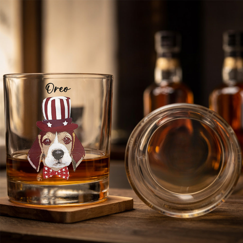 Custom Pet Photo With Whiskey Glass 11oz – Dog & Cat Photo Memorial Gift THUC99WI08