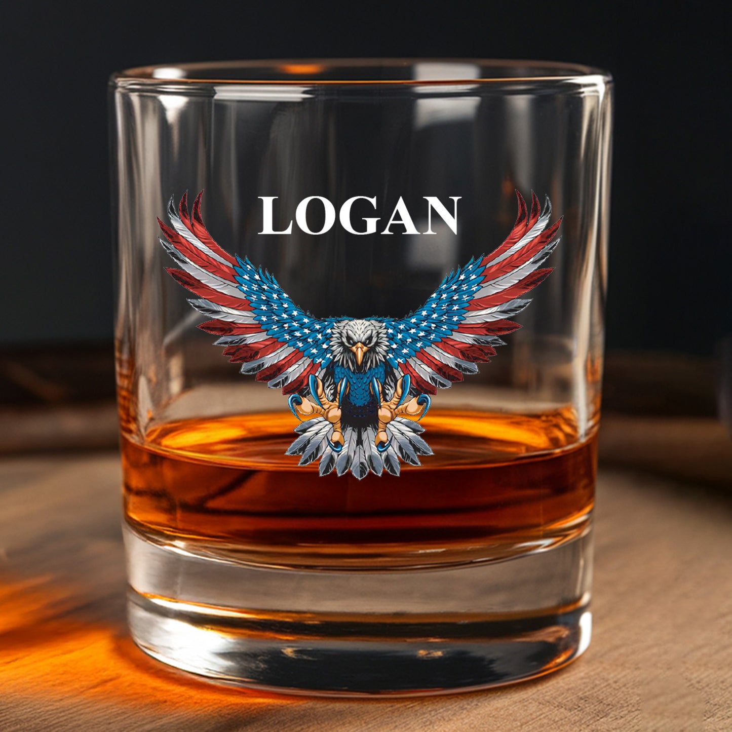 Personalized We The People American Flag Decanter Set With Whiskey Glasses, American Eagle Gift, Military Veteran Gift TND087