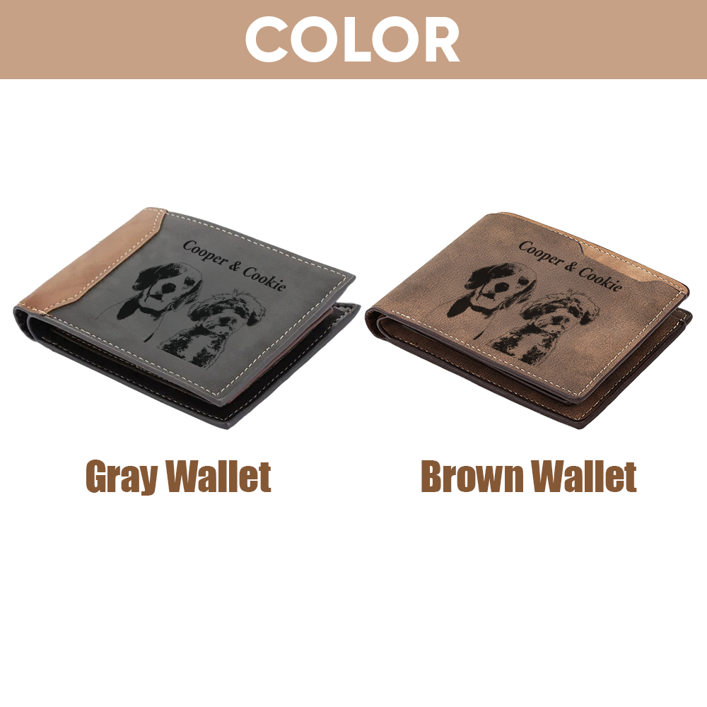 Custom Pet Photo Engraved Wallet - Personalized Dog Dad & Cat Dad Wallet, New Dog Memorial Gift, Unique Dog Lover Present TNW030
