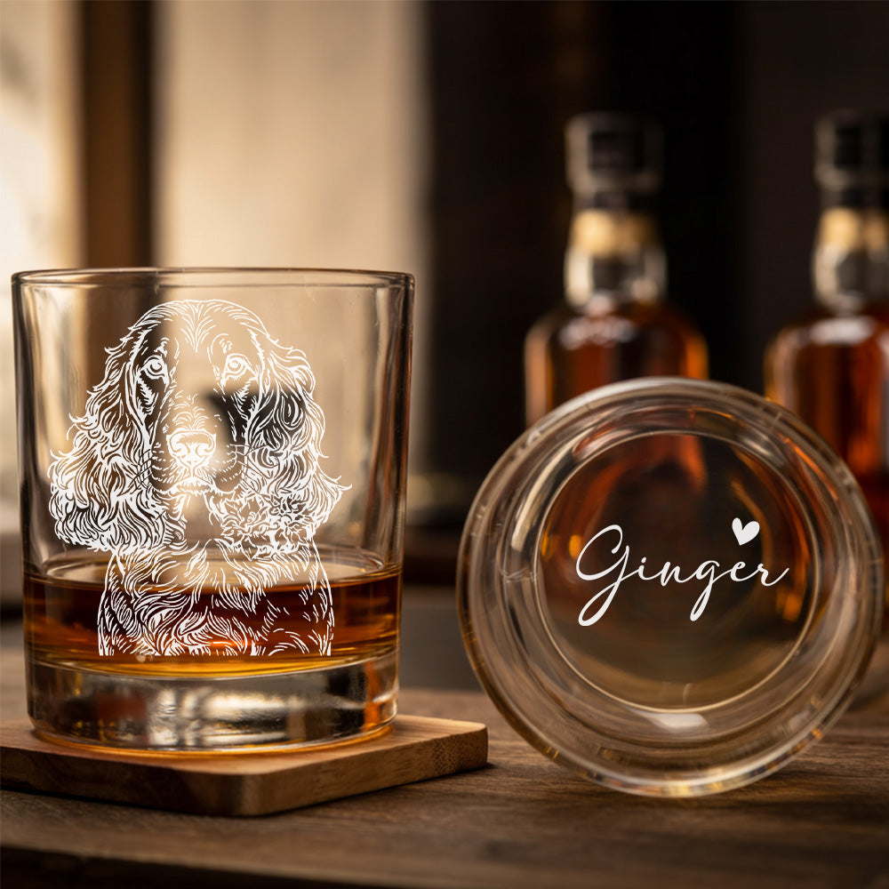 Custom Dog Photo Whiskey Glass 11oz – Personalized Pet Name Gift for Dog Lovers, Moms & Dads THUC99WP07
