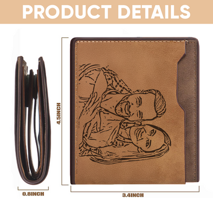 TNW001 Personalized Custom Photo Mens Wallet, Engraved Picture Wallet, Memory Gift, Anniversary Gifts for Him, Father's Day Gift, Gift For Dad
