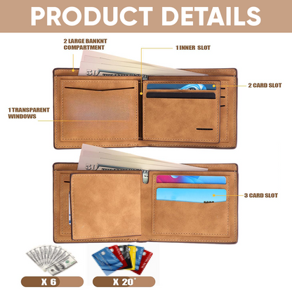 TNW009 Custom Photo Mens Wallet, Custom Engraved Leather Wallet, Picture Wallet For Dad Husband, Father's Day Gift for Him