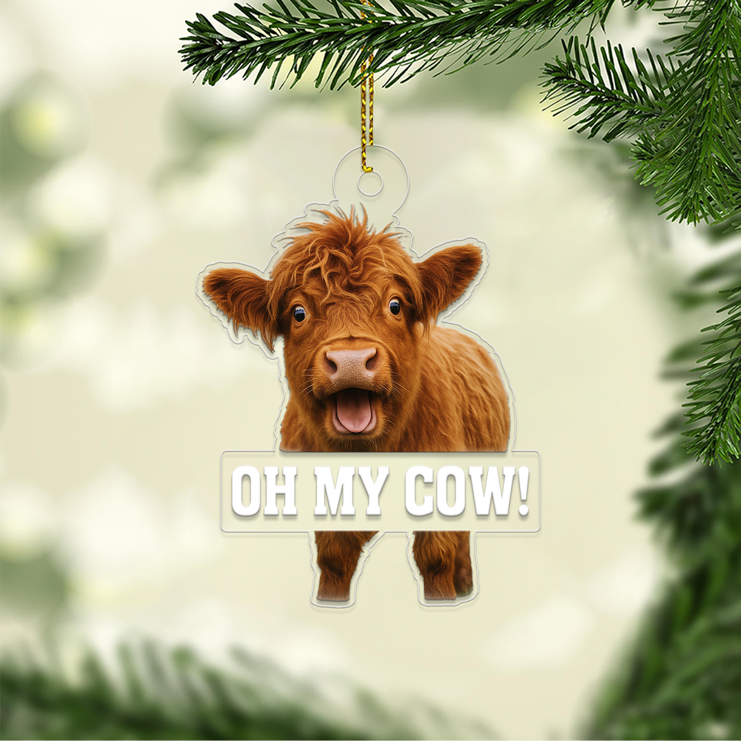 Personalized Funny Highland Cow Ornament, Funny Cattle Ornament, Highland Cow Lovers Gift, Funny Cow Christmas Ornament, Farmhouse Decor