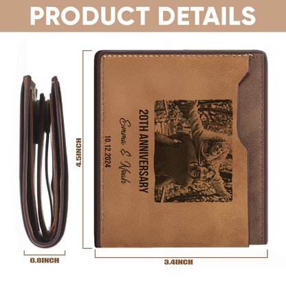 Personalized Wedding Anniversary Engraved Wallet Married Since Couples Gift Custom Photo Keepsake for Couples TNW024
