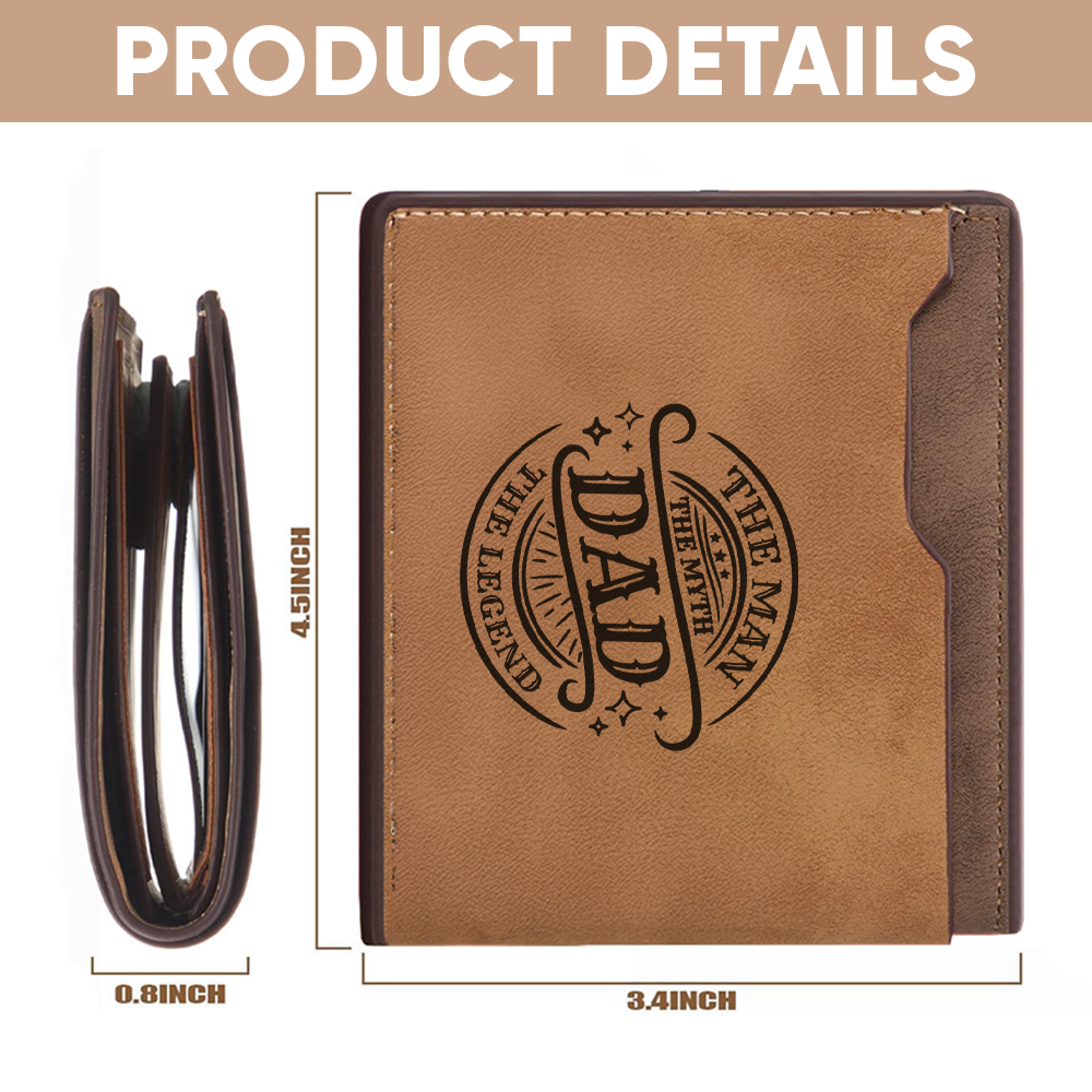 TNW011 Personalized The Man The Myth The Legends Engraved Leather Wallet for Dad, Fathers Day Gifts, Custom Dad Wallet, Fathers Day Gifts for Dad