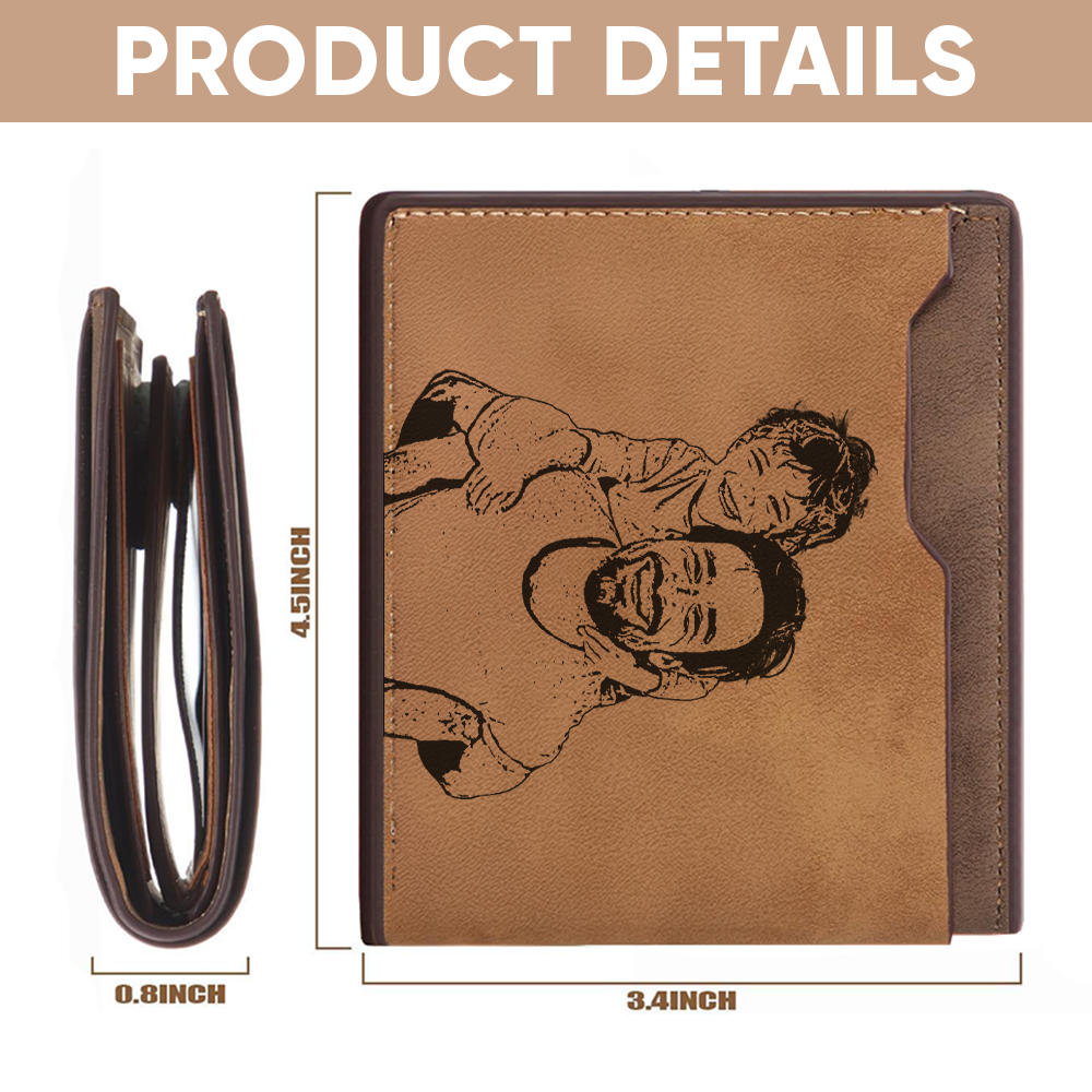 Custom Photo First Fathers Day Engraved Wallet, Gift For New Dad, Gift For Husband, Personalized Wallet TNW026