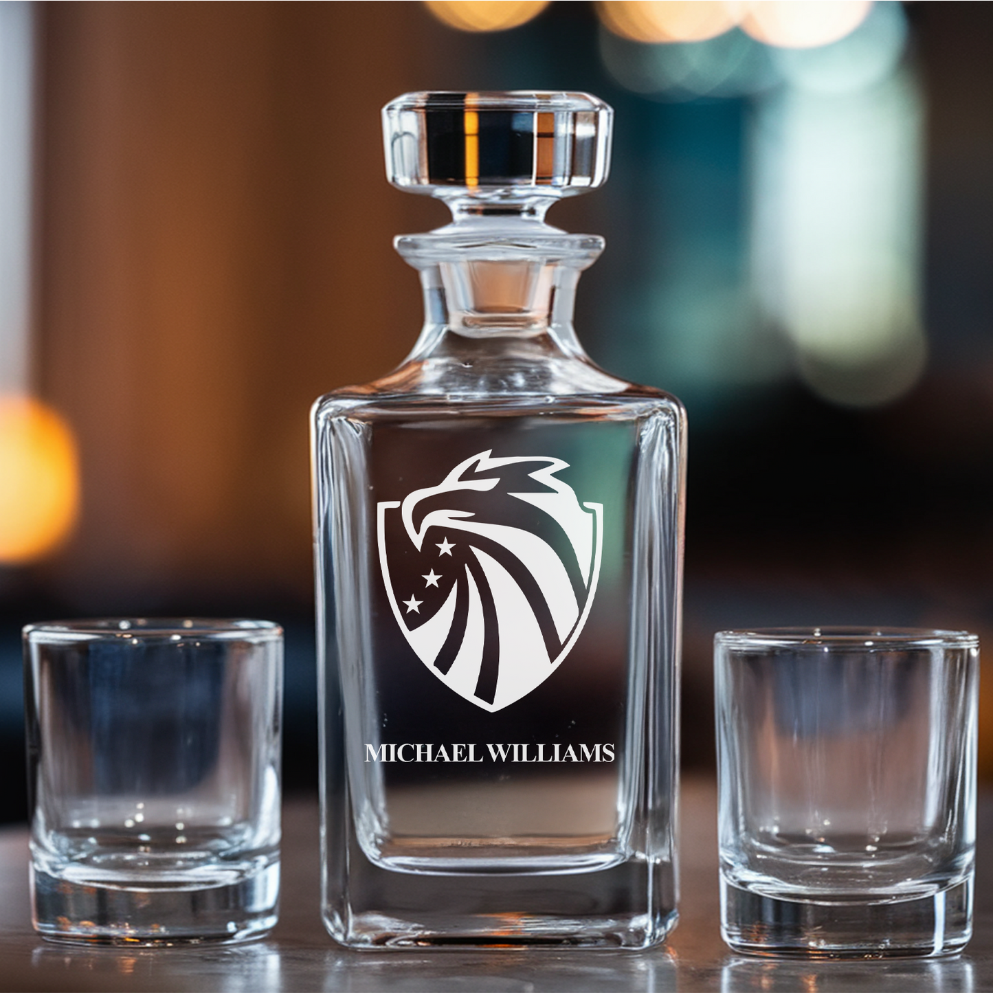 Personalized Veterans Decanter With Whiskey Glass | Gift for Veteran's Day | Custom Gifts for Veteran